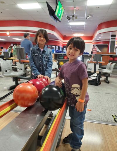 kids at bowling alley