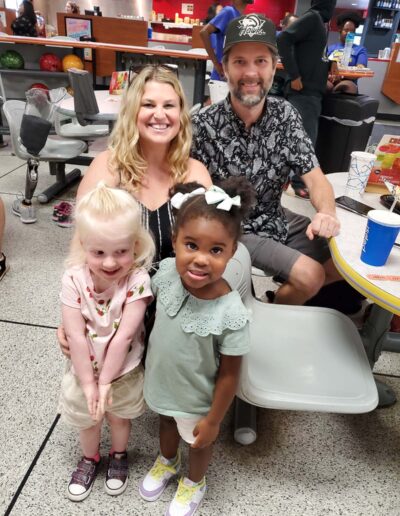 Family at bowling alley