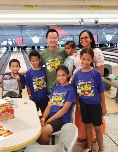 Family at bowling alley