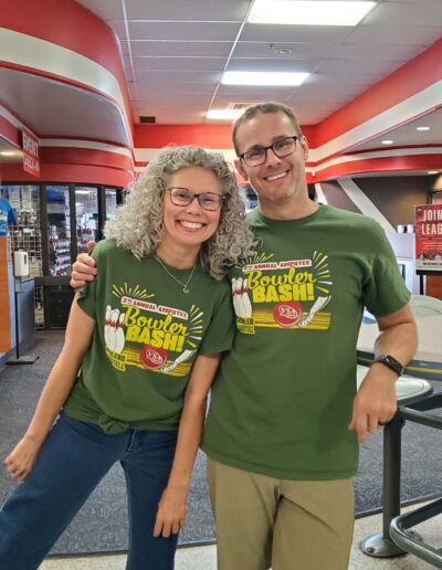 Smiling at bowling alley