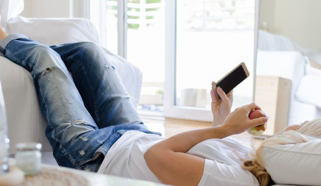 woman lying with feet up