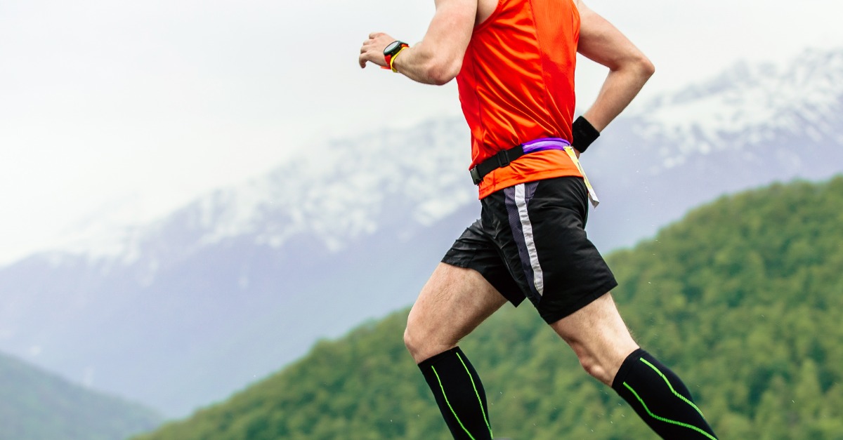 Man Running in compression Socks